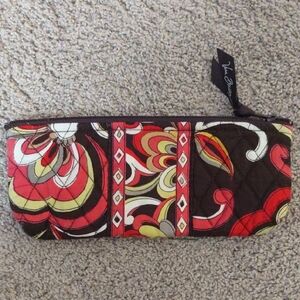 Vera Bradley Puccini Quilted Pouch in Red, Brown, and Cream, New Without Tags.